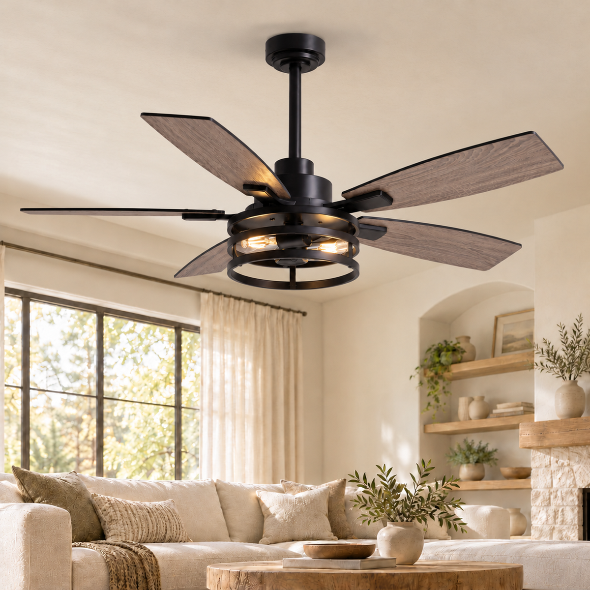 Orokin 46-In Farmhouse Caged Ceiling Fan