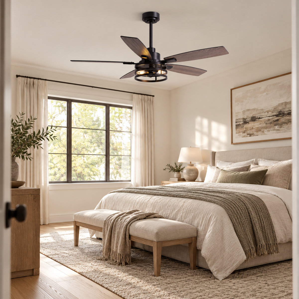 Orokin 52-In Farmhouse Caged Ceiling Fan