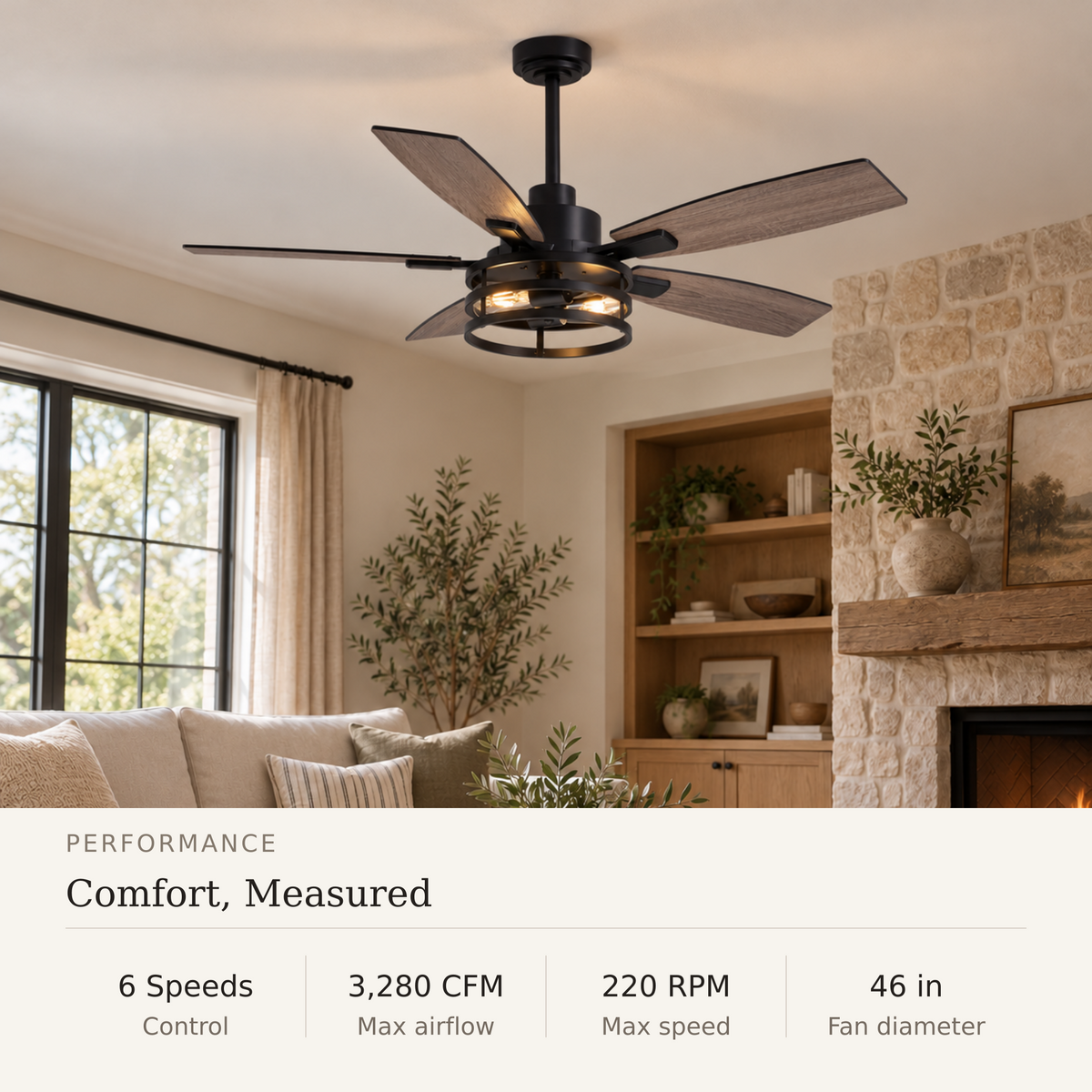 Orokin 46-In Farmhouse Caged Ceiling Fan