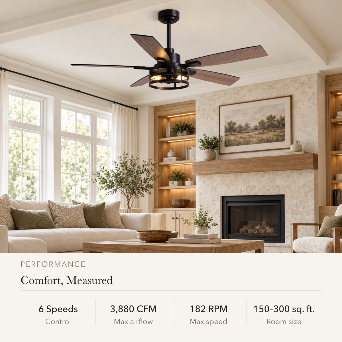 Orokin 52-In Farmhouse Caged Ceiling Fan