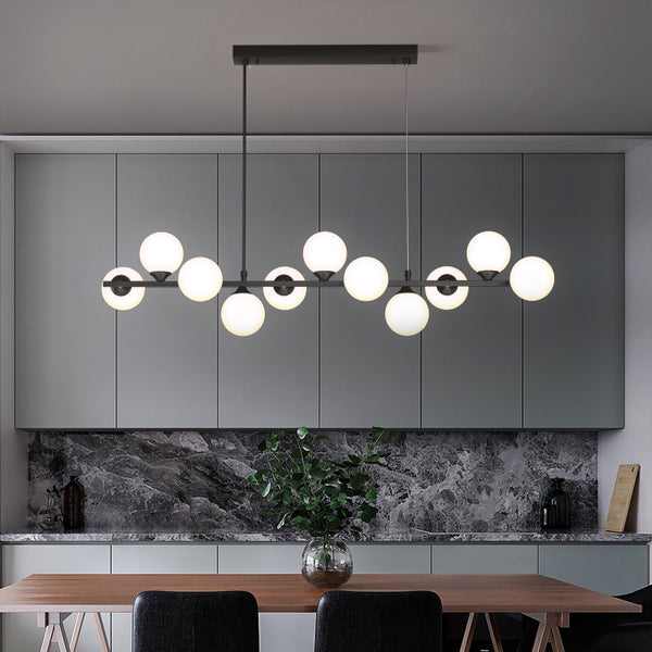 Sedona 11 Lights Elegant Modern Brass Linear Glass Globe Chandelier for Dining Room - W40xH52