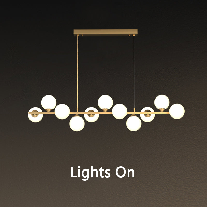 Sedona 11 Lights Elegant Modern Brass Linear Glass Globe Chandelier for Dining Room - W40xH52