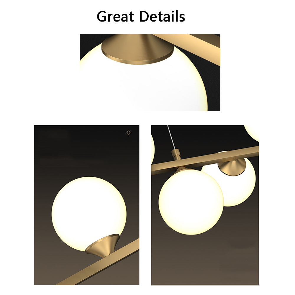 Sedona 11 Lights Elegant Modern Brass Linear Glass Globe Chandelier for Dining Room - W40xH52