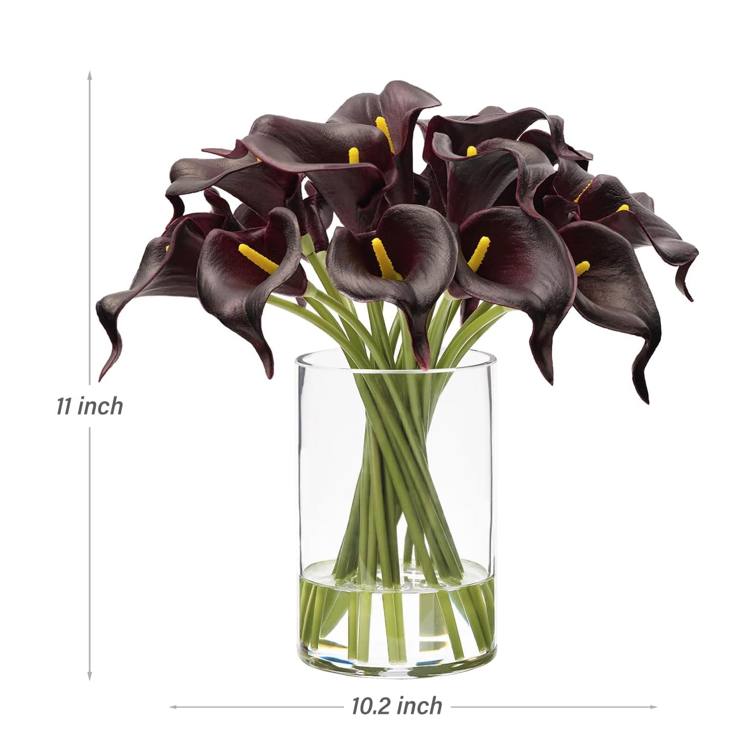 Artificial Masala Red Calla Lilies in Glass Vase with Faux Water – Elegant Table Centerpiece