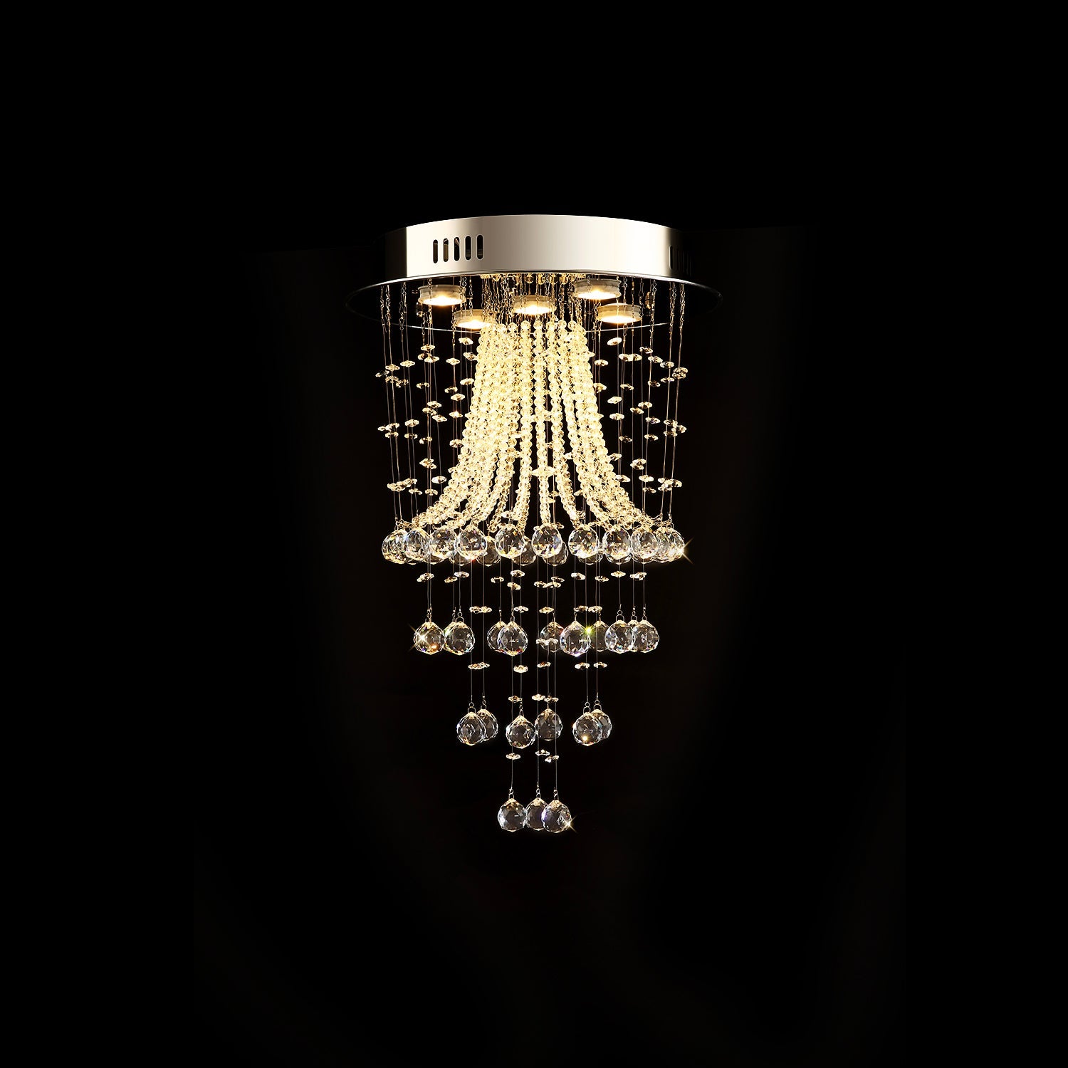 Modern Round Flush Mount Crystal Chandelier | Sofary