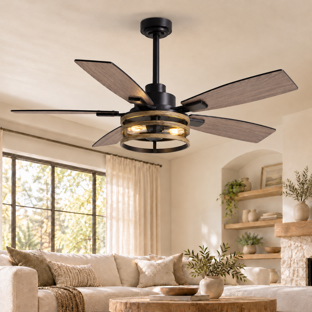 Orokin 46-In Farmhouse Caged Ceiling Fan