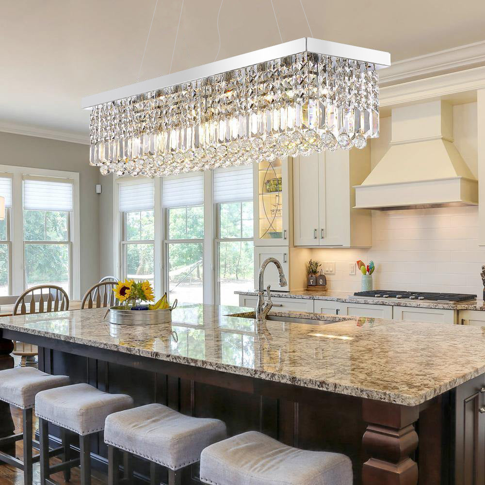 Rectangular Crystal Raindrop Chandelier