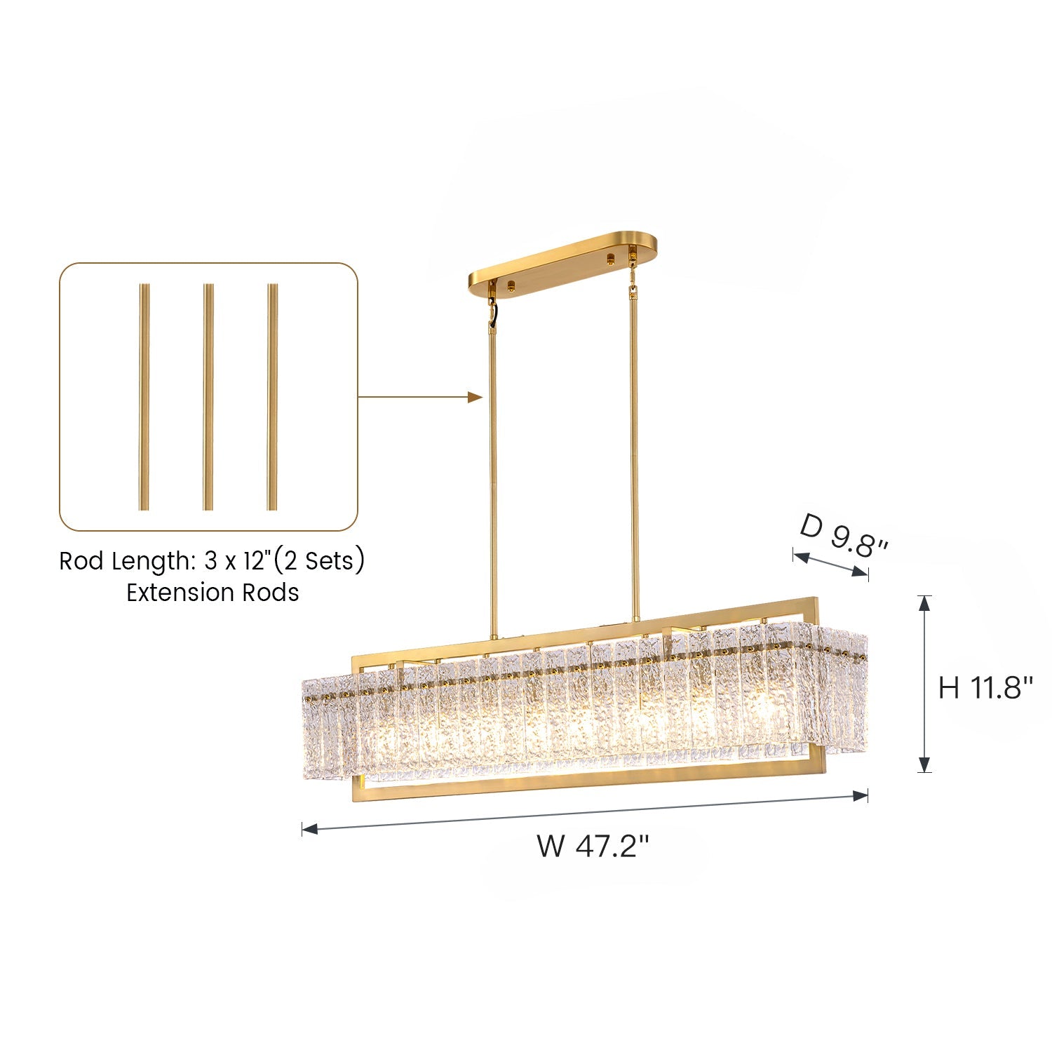 Velluna Crystal Rectangular Chandelier