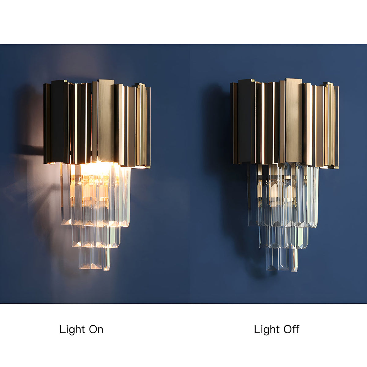 Cross-Border Modern Nordic Luxury Crystal Wall Lamp Simple Bedroom Bedside Decoration Atmospheric Living Room Background Wall Light Fixture-light-on-off |Siljoy