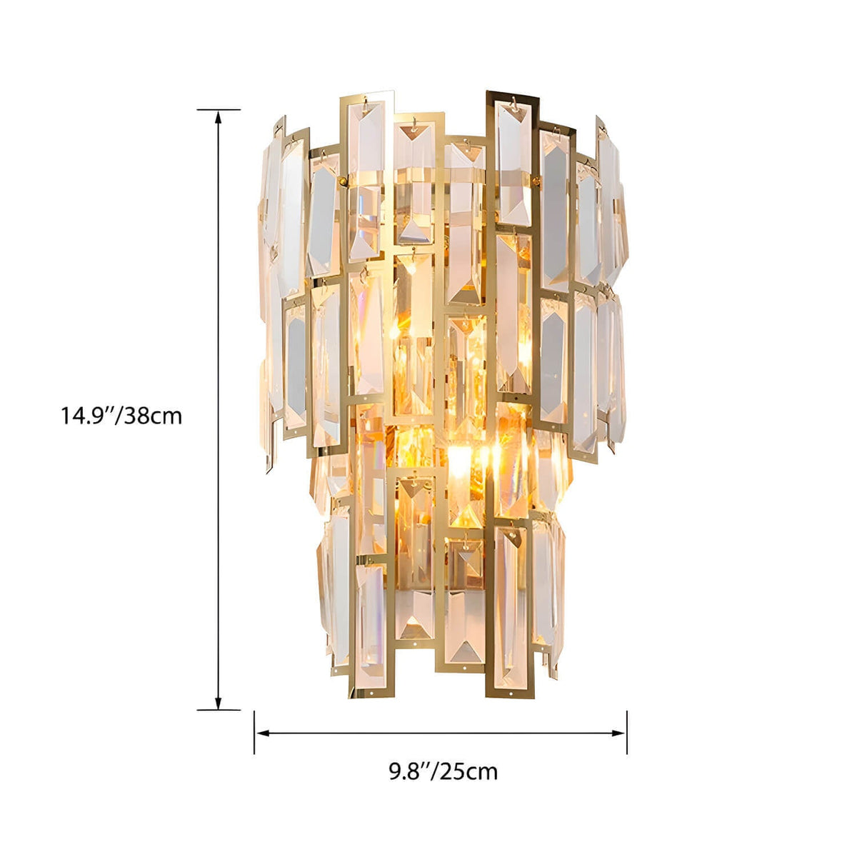 Postmodern Elegant Art Gold Crystal Wall Sconce Lamp for Indoor-size |Siljoy Lighting