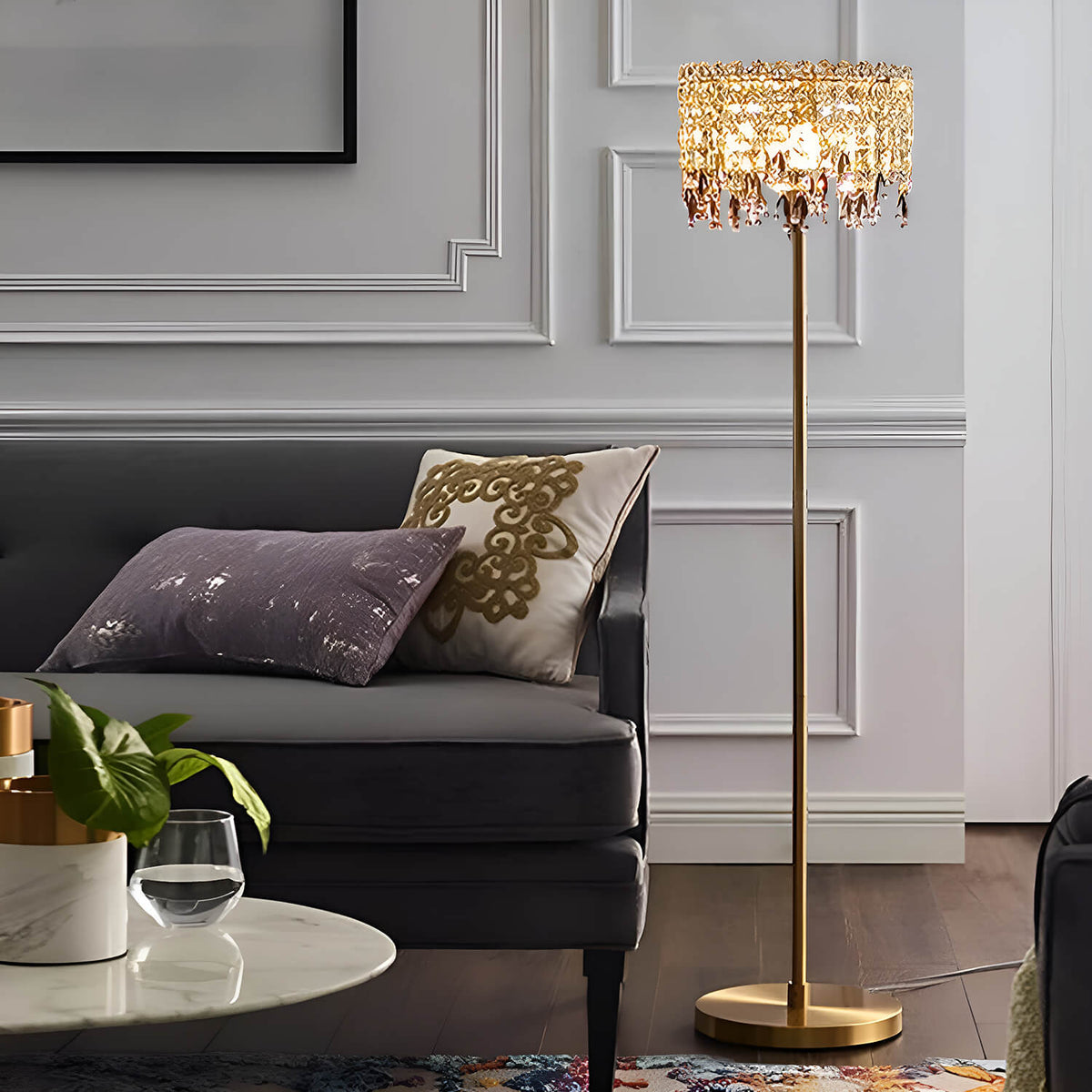 Modern Luxury Crystal Foor Lamp for Bedroom-living-room-1 |Siljoy