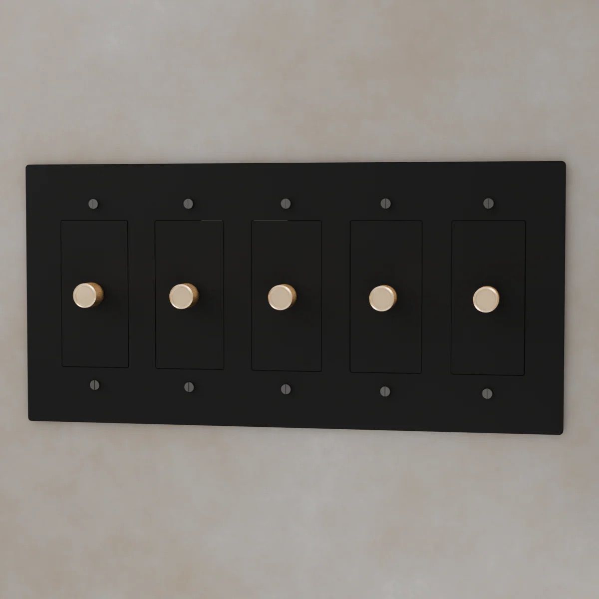 the-brass-3-way-rotary-dimmer-switch-night-black-with-brass-color-5-gang | Sofary Lighting