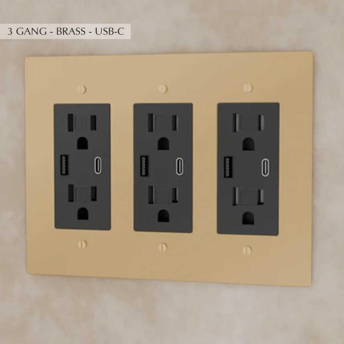 the-brass-outlet-brass-usb-3-gang | Sofary Lighting