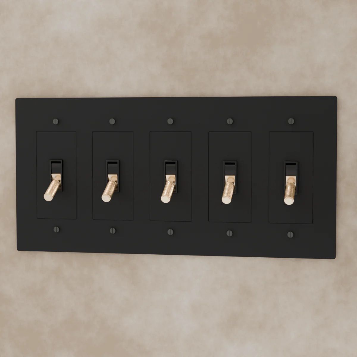 the-brass-toggle-switch-night-black-with-brass-5-gang | Sofary Lighting