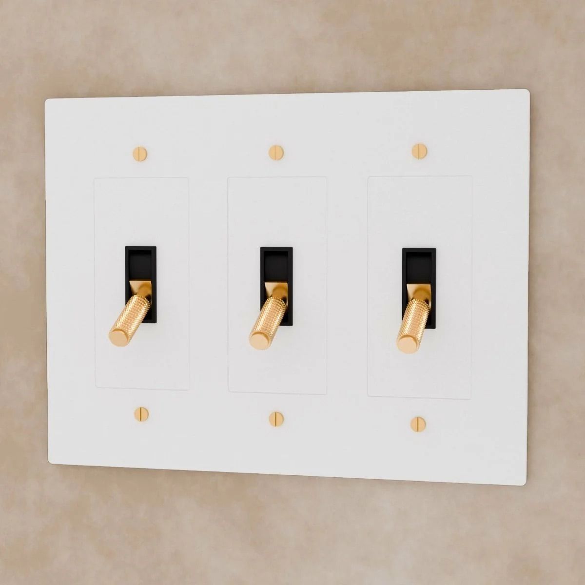the-brass-toggle-switch-white-with-brass-3-gang | Sofary Lighting