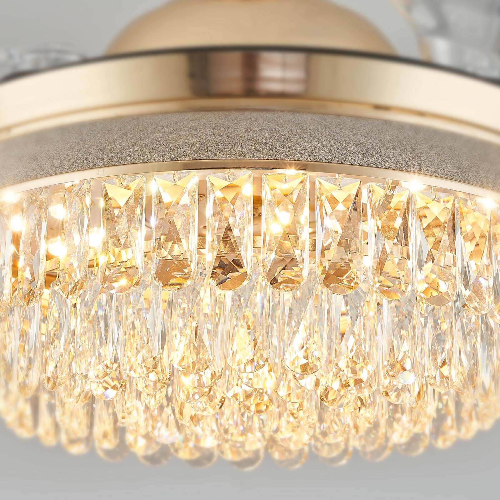 Top Rated French Golden Crystal Retractable Fandelier