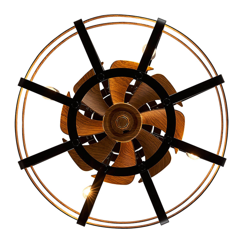 MOOONI-Small-Caged-Ceiling-Fan-Edison-Bulbs-Matte-Black-Industrial-Double-Layer-Fence-Wood-Fandelier