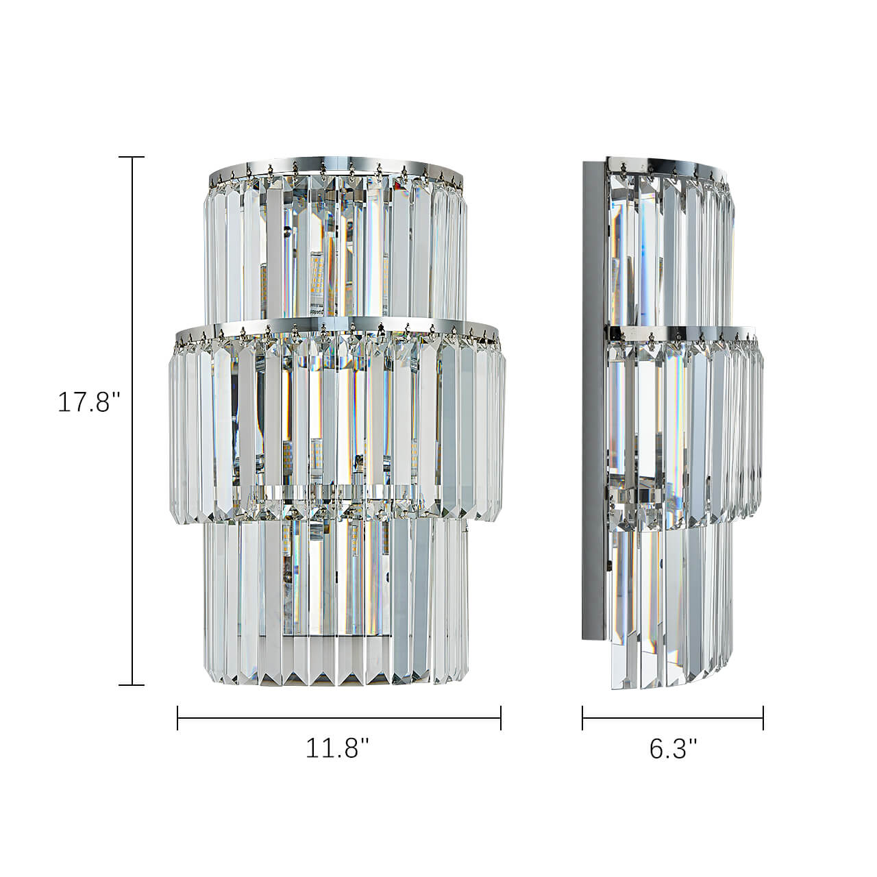 Silver Oval 3-layer Crystal Wall Lamp