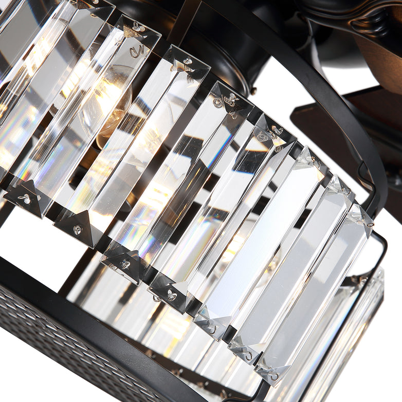 MOOONI-Ceiling-Fan-Light-Matte-Black-Industrial-Vertical-Crystal-Strips-Fandelier-50“-Crystal-Detail