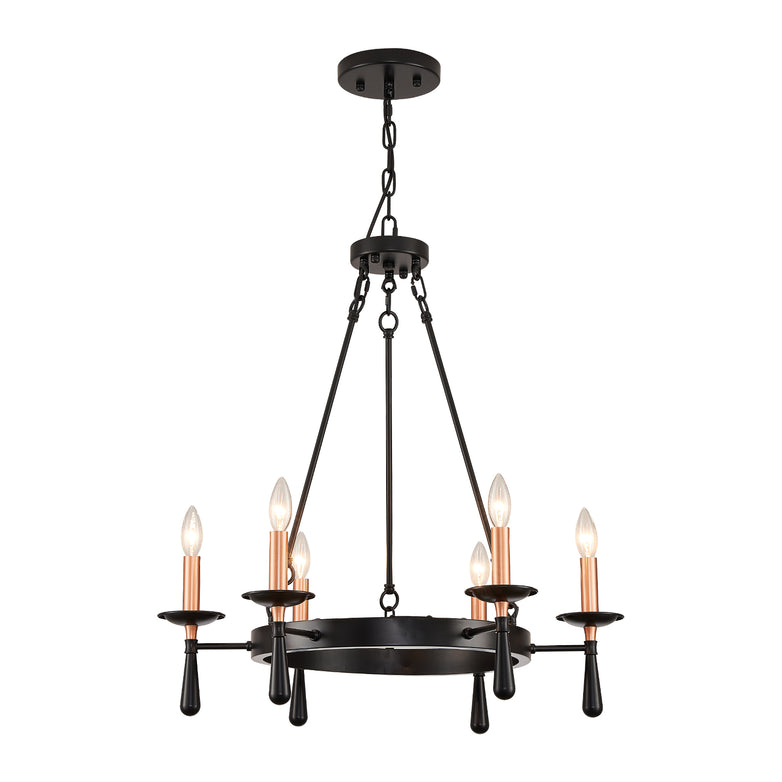 Night Rose 6 Lights Candle Round Chandelier