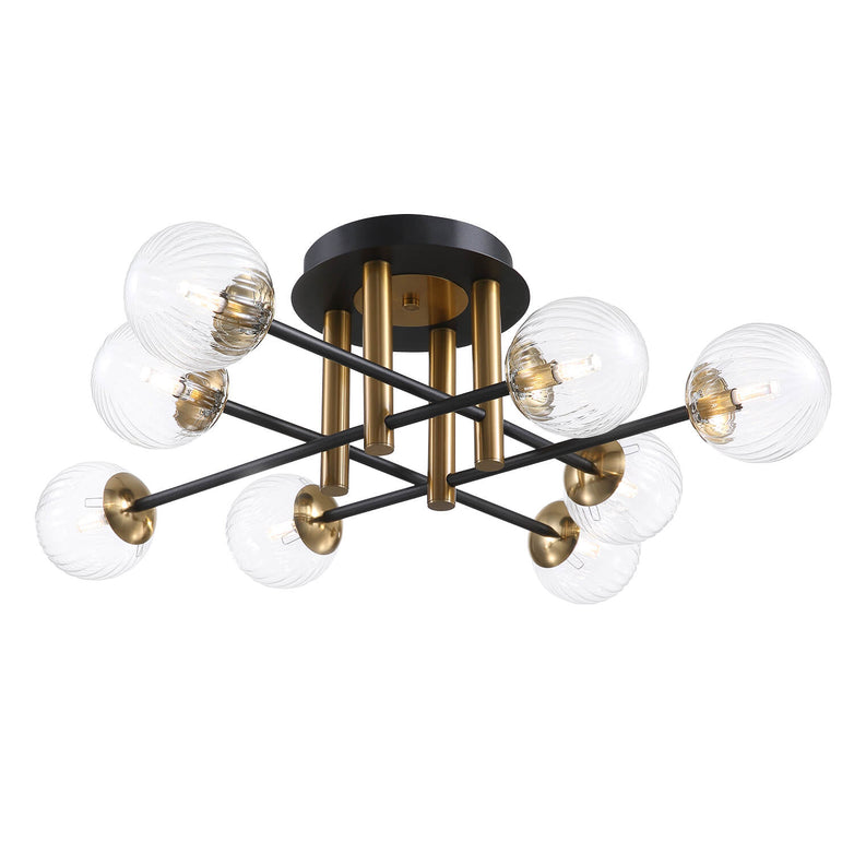 Luxury Black Gold Globe Glass 8 Lights Chandelier