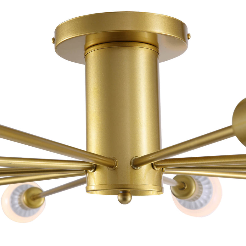 Mid-Century Gold Frame Globe Chandelier 8 Lights