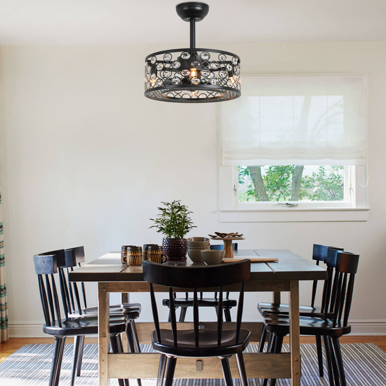MOOONI-Small-Caged-Ceiling-Fan-Edison-Bulbs-Matte-Black-Industrial-Drum-Oval-Crystal-Fandelier-Dining-Room