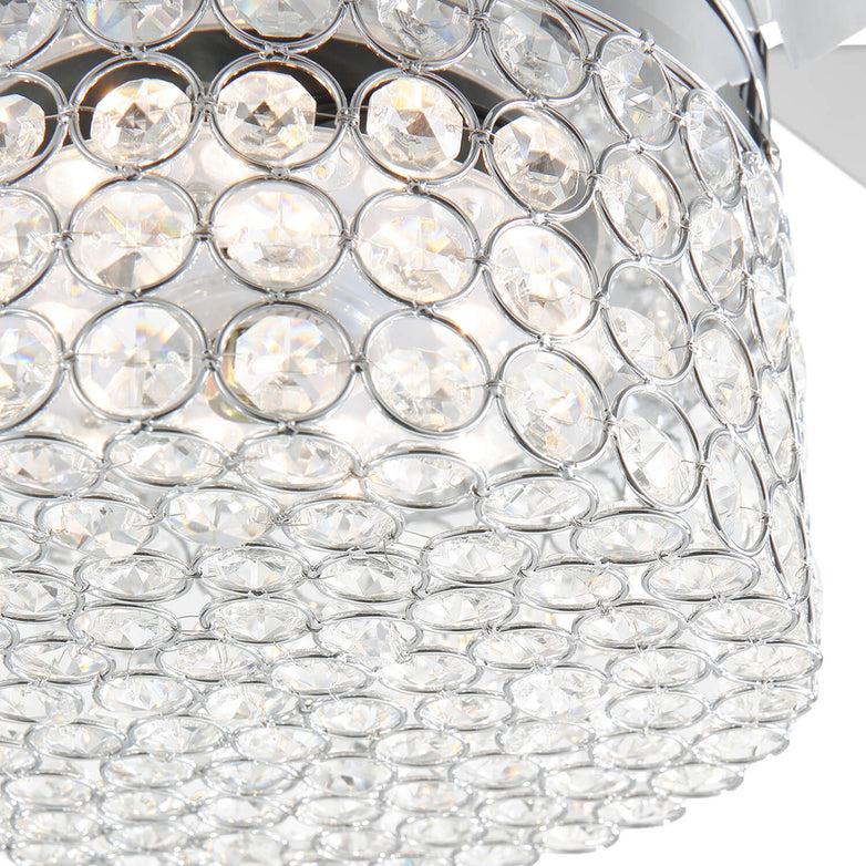 MOOONI-Ceiling-Fan-Light-Chrome-Drum-Shaped-Octagonal-Beads-Fandelier-49“-Crystal-Detail