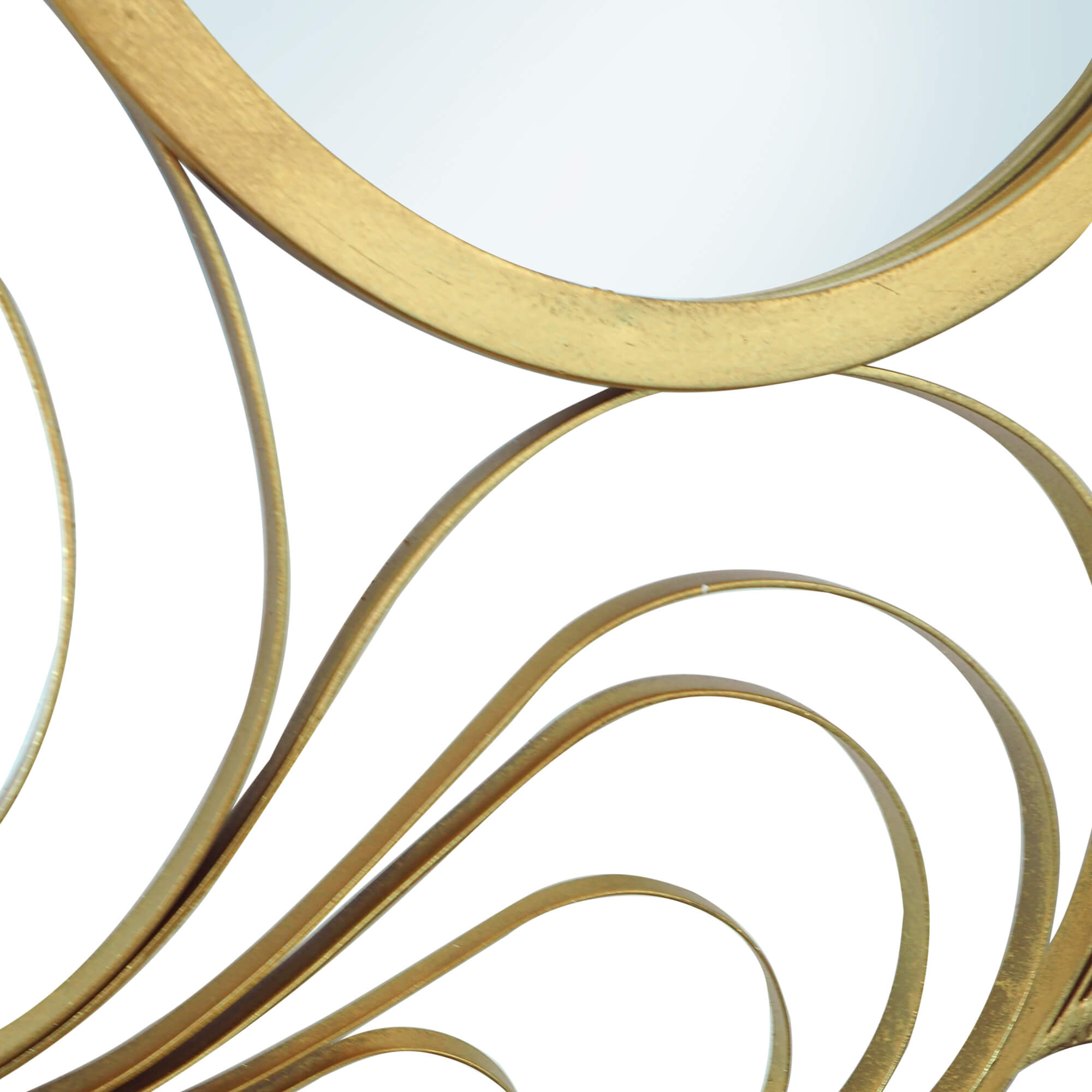 Modern-Flower-Gold-Metal-Frame-Round -Wall-Mirror