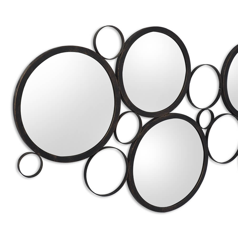 Modern-Creative-Black-Metal-Frame-Round-Wall-Mirror-Set