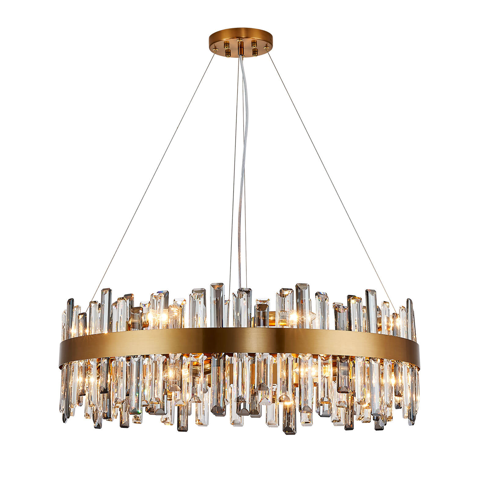 Round Gold Frame Irregular Crystal Bar Chandelier