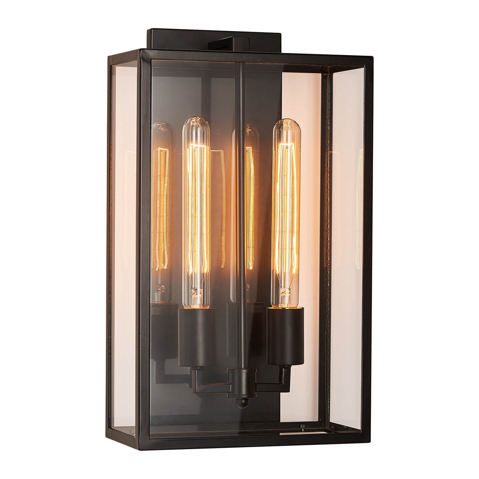 Moooni® Dumb Black Double End Glass Metal Frame Outdoor Wall Lamp