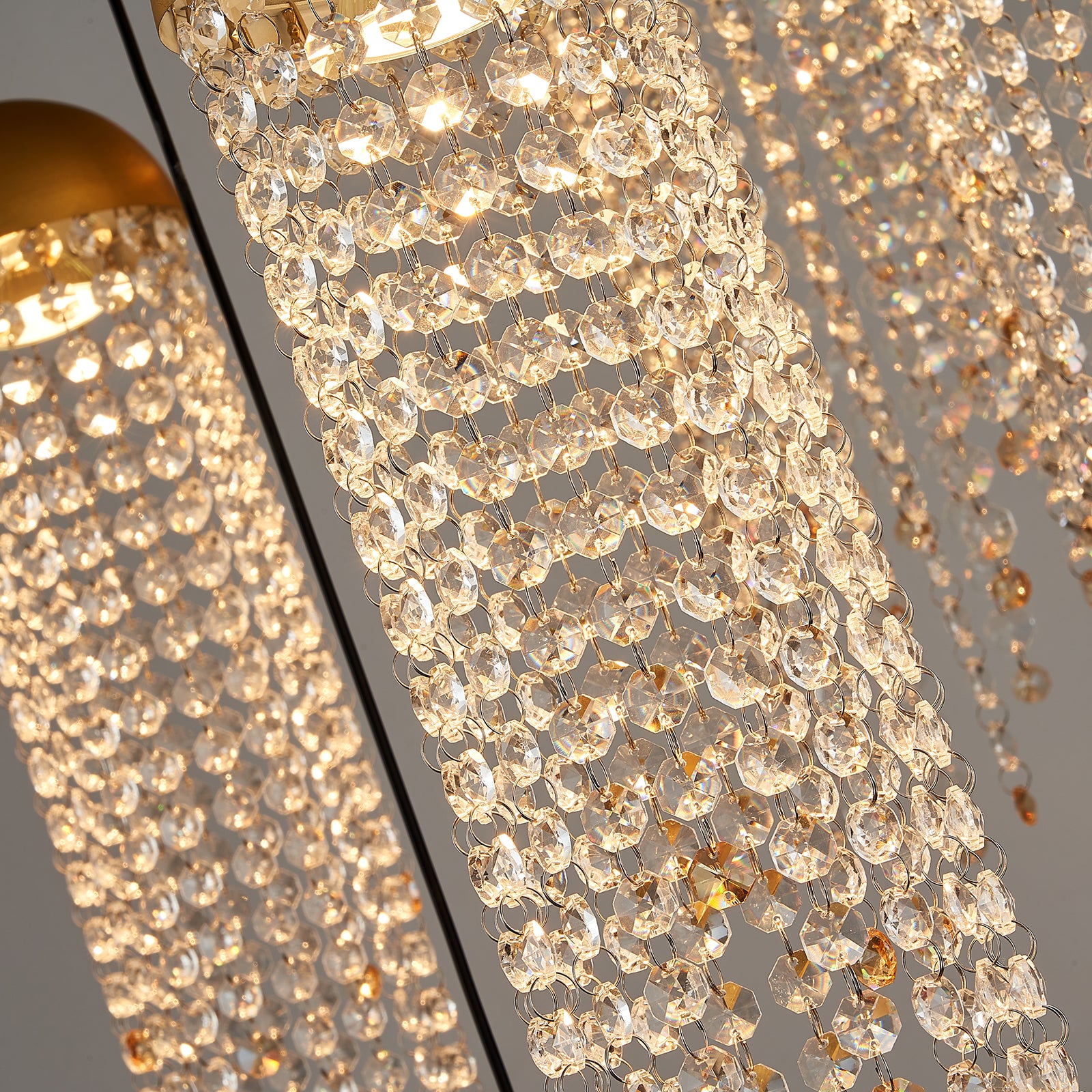 Gold Tassel Crystal Chandelier 9 Lights