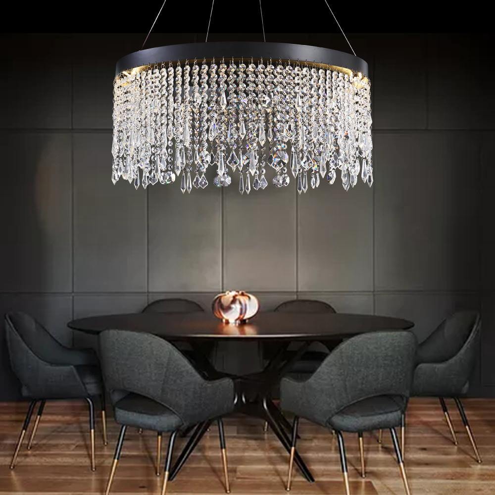 Modern-Matte-Black-Circular-Raindrop-Crystal-Chandeler-Dining-Room
