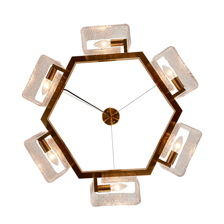 Modern-Hexagon-Hollow-Gold-Metal-Frame-Round-Chandelier