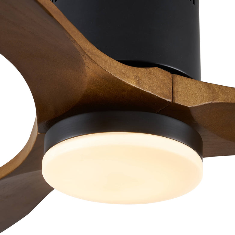 MOOONI-Ceiling-Fan-LED Strip-Matte-Black-Lampshade-Wood-Blades
