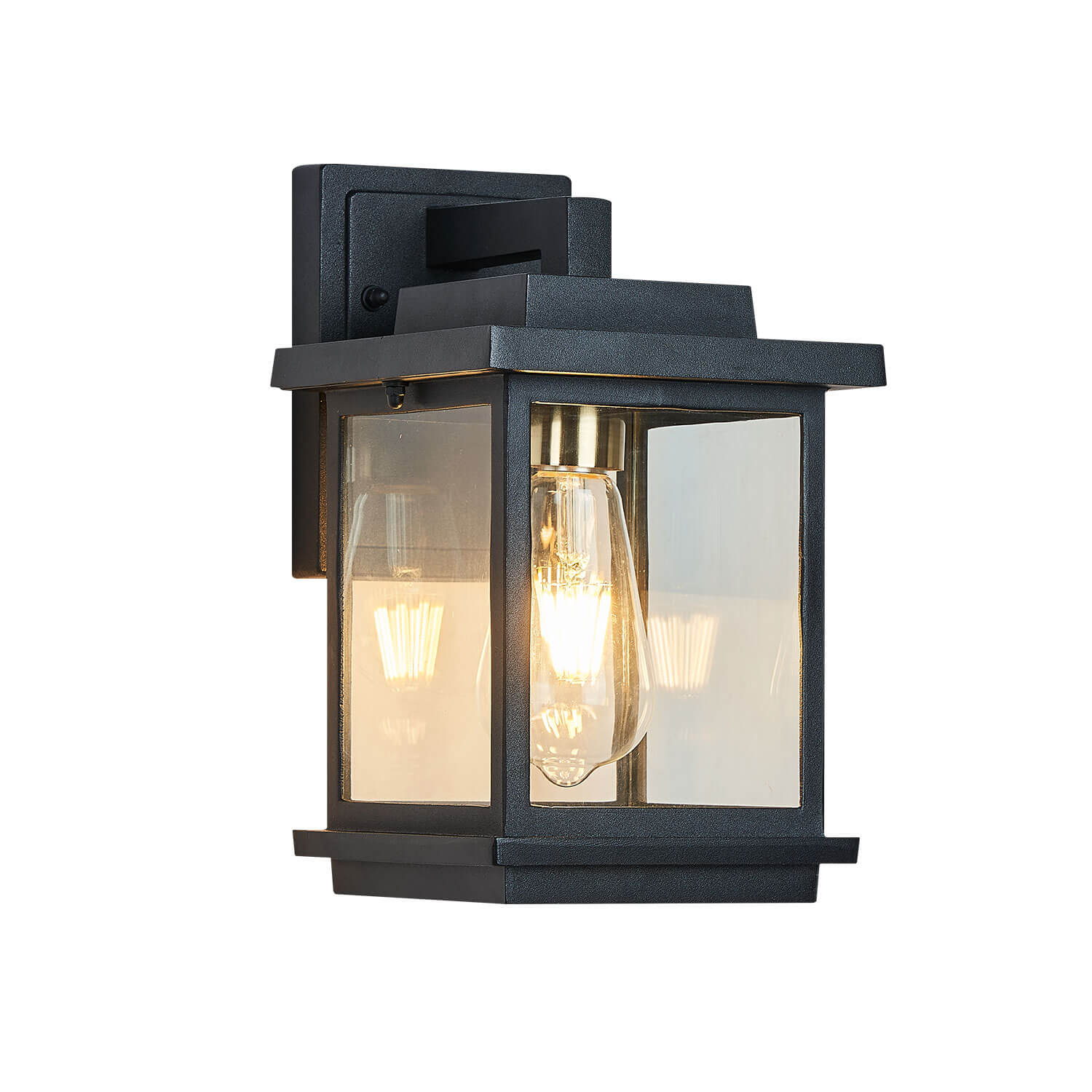 Farmhouse-Matte-Black-Outdoor-Wall-Sconcewith-Gold-Socket