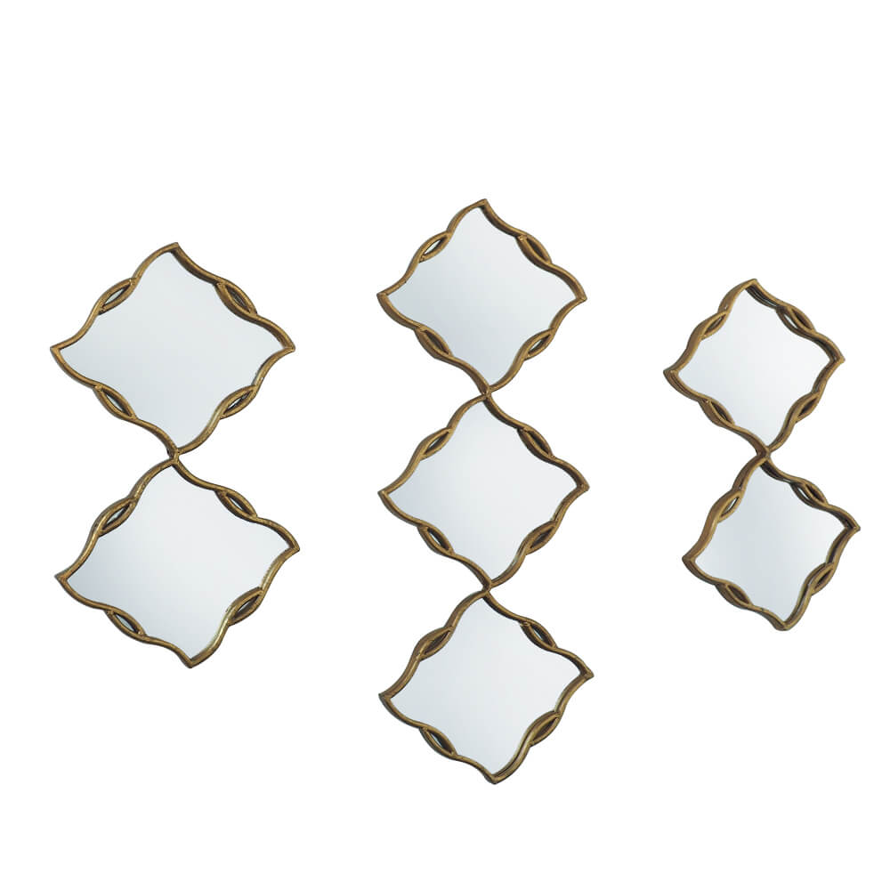 Modern-7-Piece-Bronze-Metal-Frame-Square -Wall-Mirror-Set
