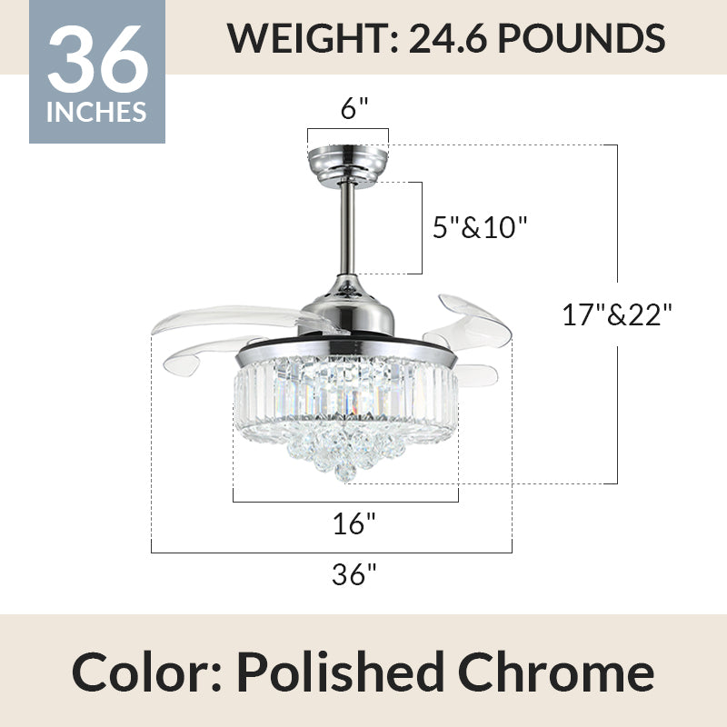 Top Rated Chrome & Gold Crystal Ceiling Fan Chandelier