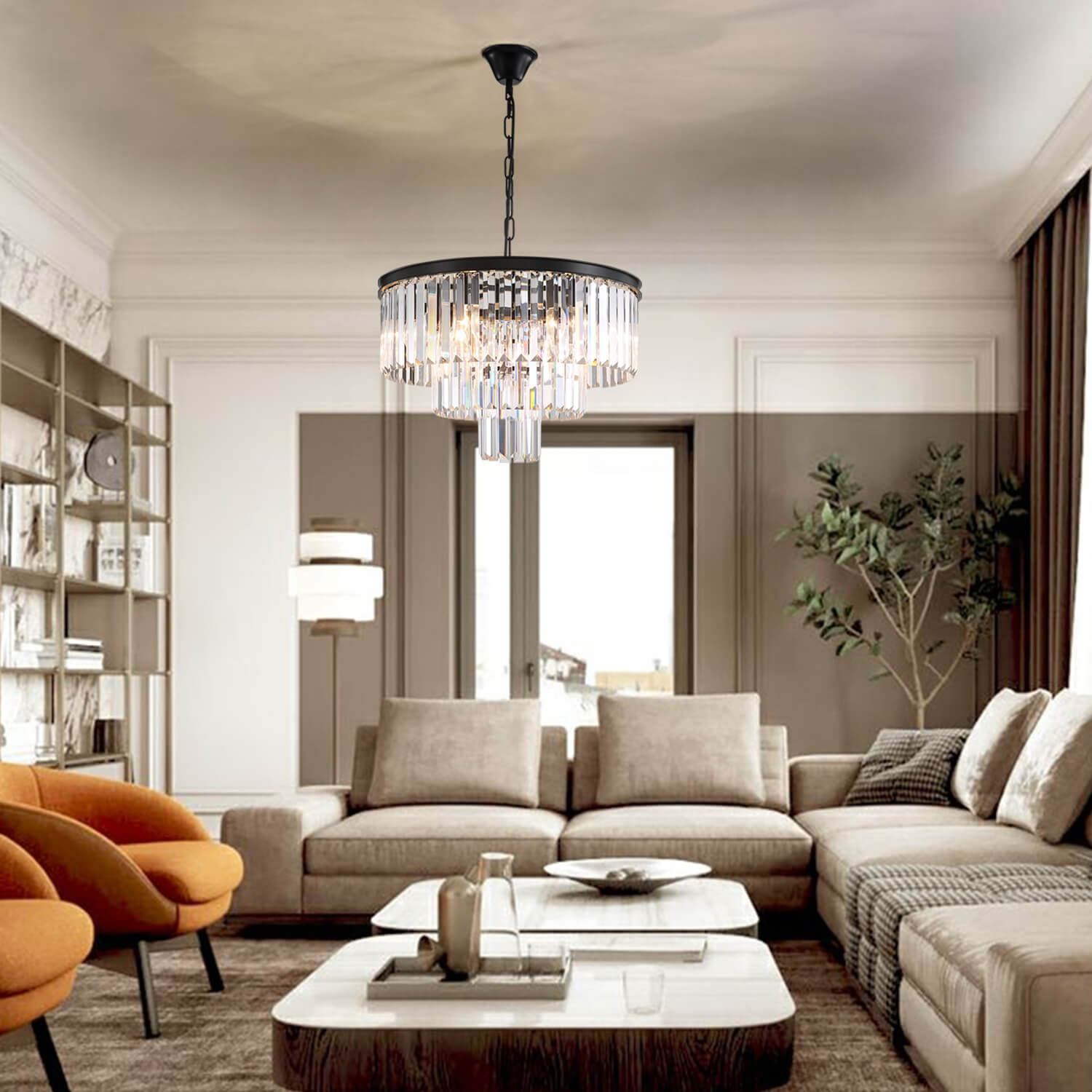 3-Tier Crystal Chandelier