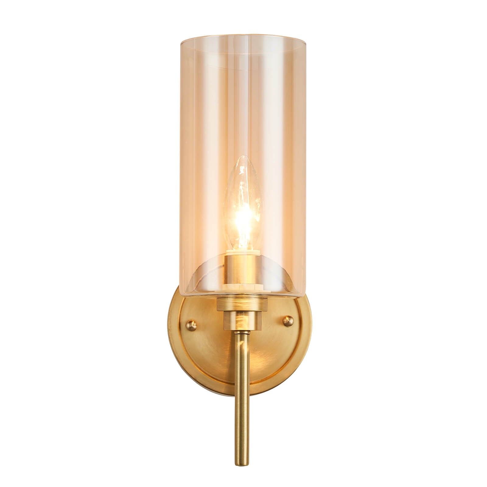 Cognac Color Glass Covered Copper Wall Lamp
