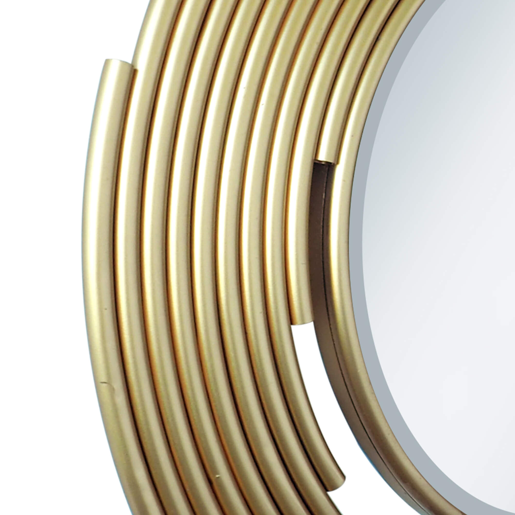 Round Gold Metal Frame Hanging Mirror