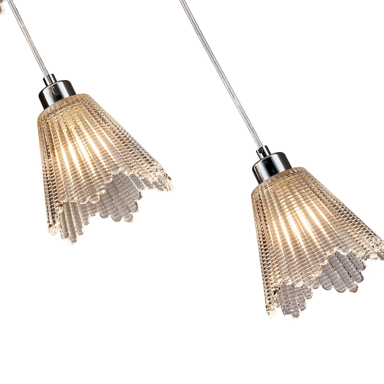 Spiral Chrome Bamboo Hat Glass Chandelier