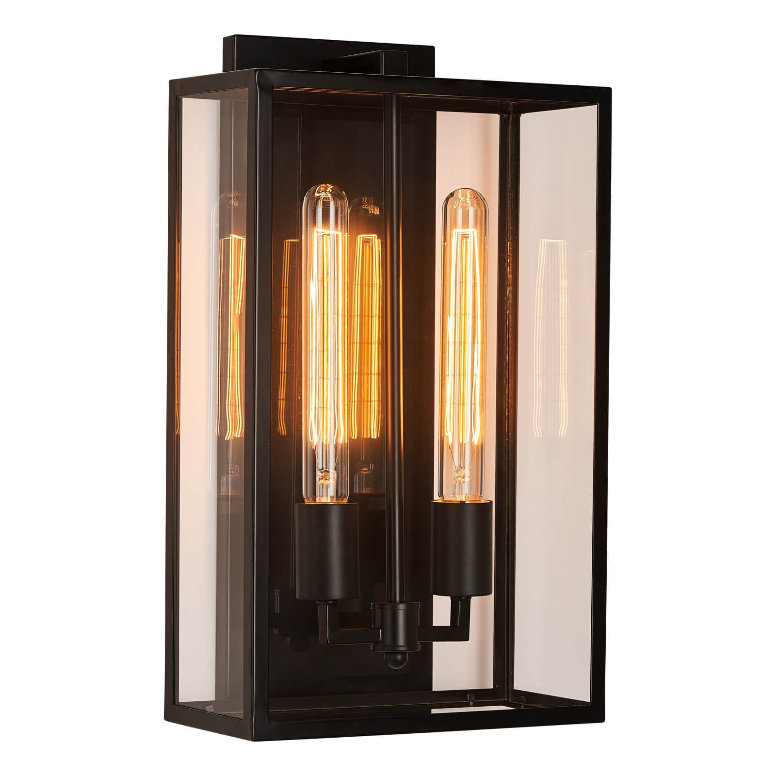 Moooni® Dumb Black Double End Glass Metal Frame Outdoor Wall Lamp