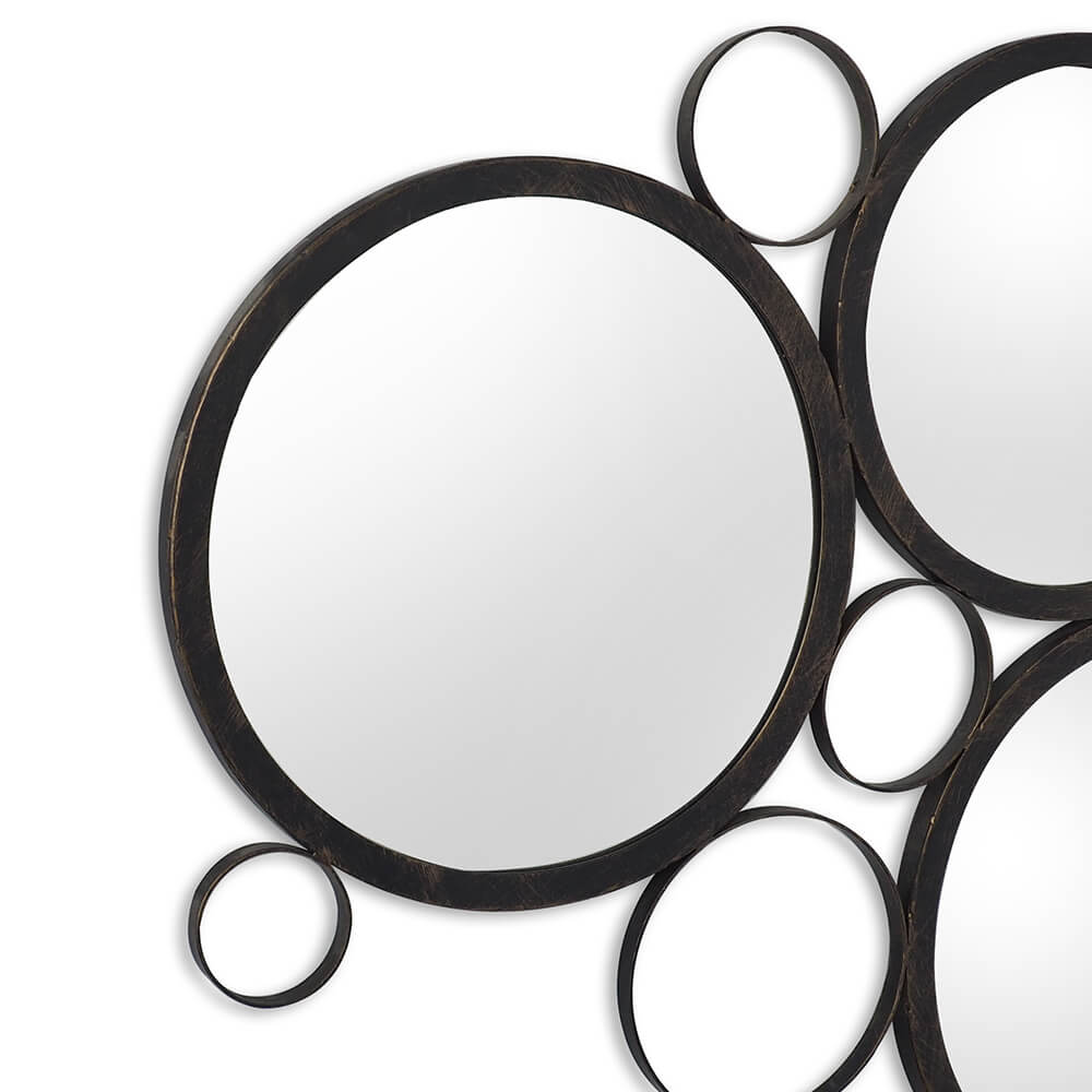 Modern-Creative-Black-Metal-Frame-Round-Wall-Mirror-Set