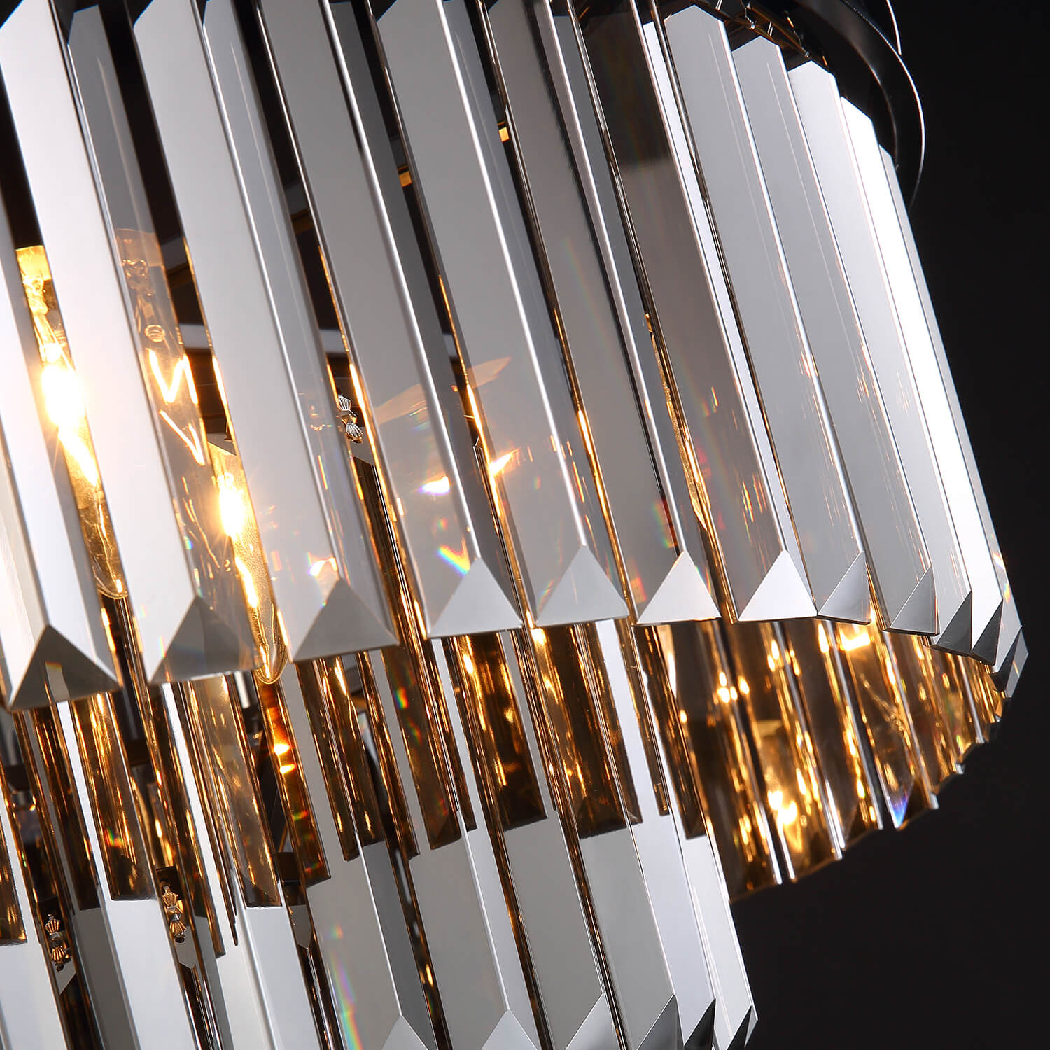 Smoke Gray Round Iron Art 3-layer Chandelier