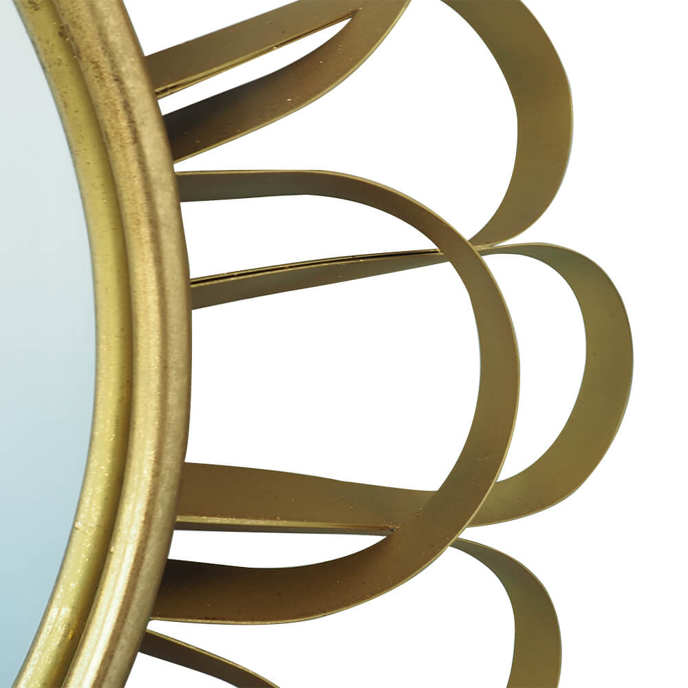 Modern-Round-Gold-Flower-Metal-Frame-Round -Wall-Mirror