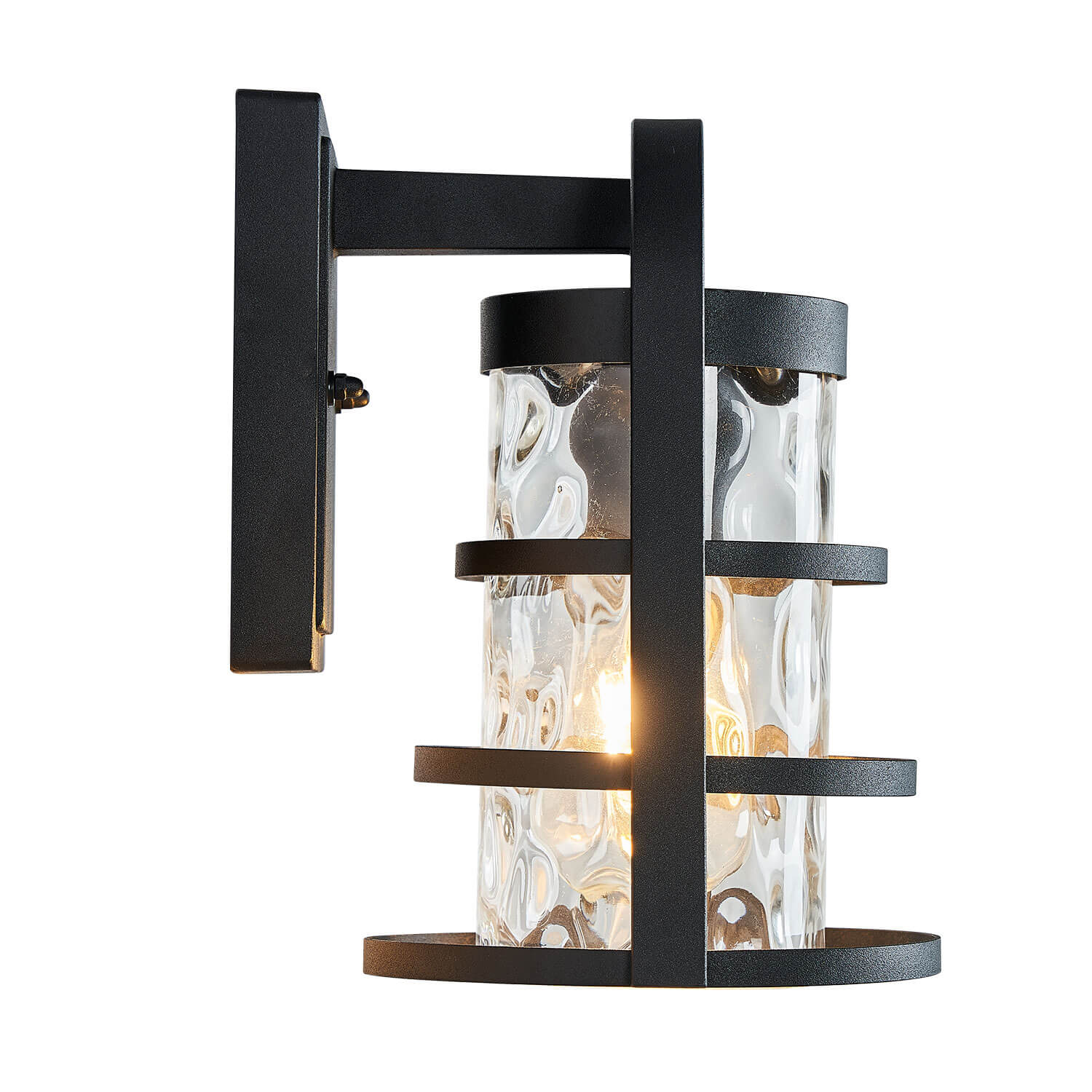 Outdoor Wall Light with Rippled Glass Lampshade