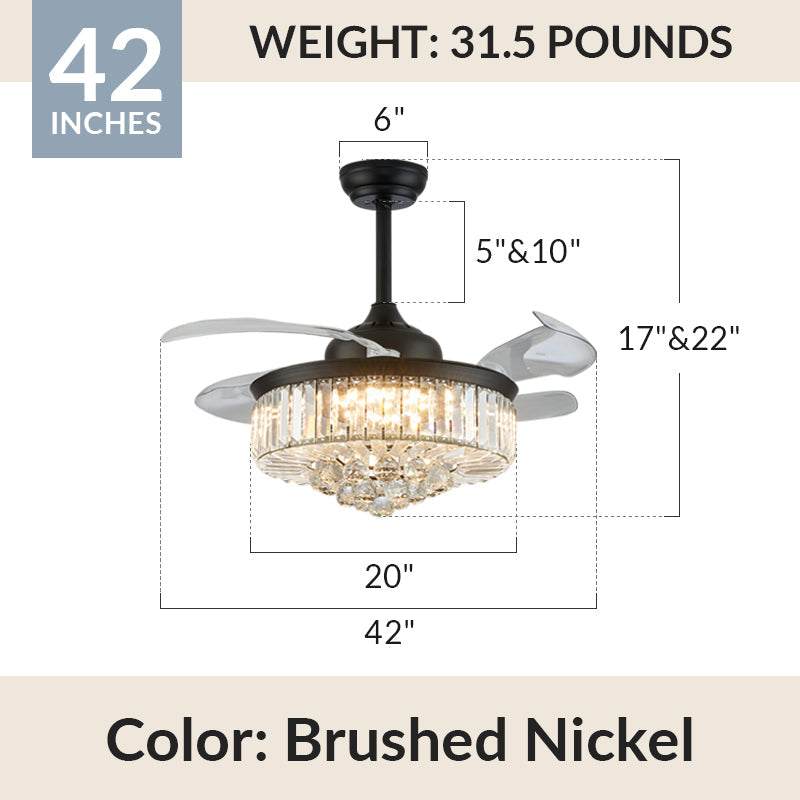 Classic Brushed Nickel Retractable All-in-One Fandelier