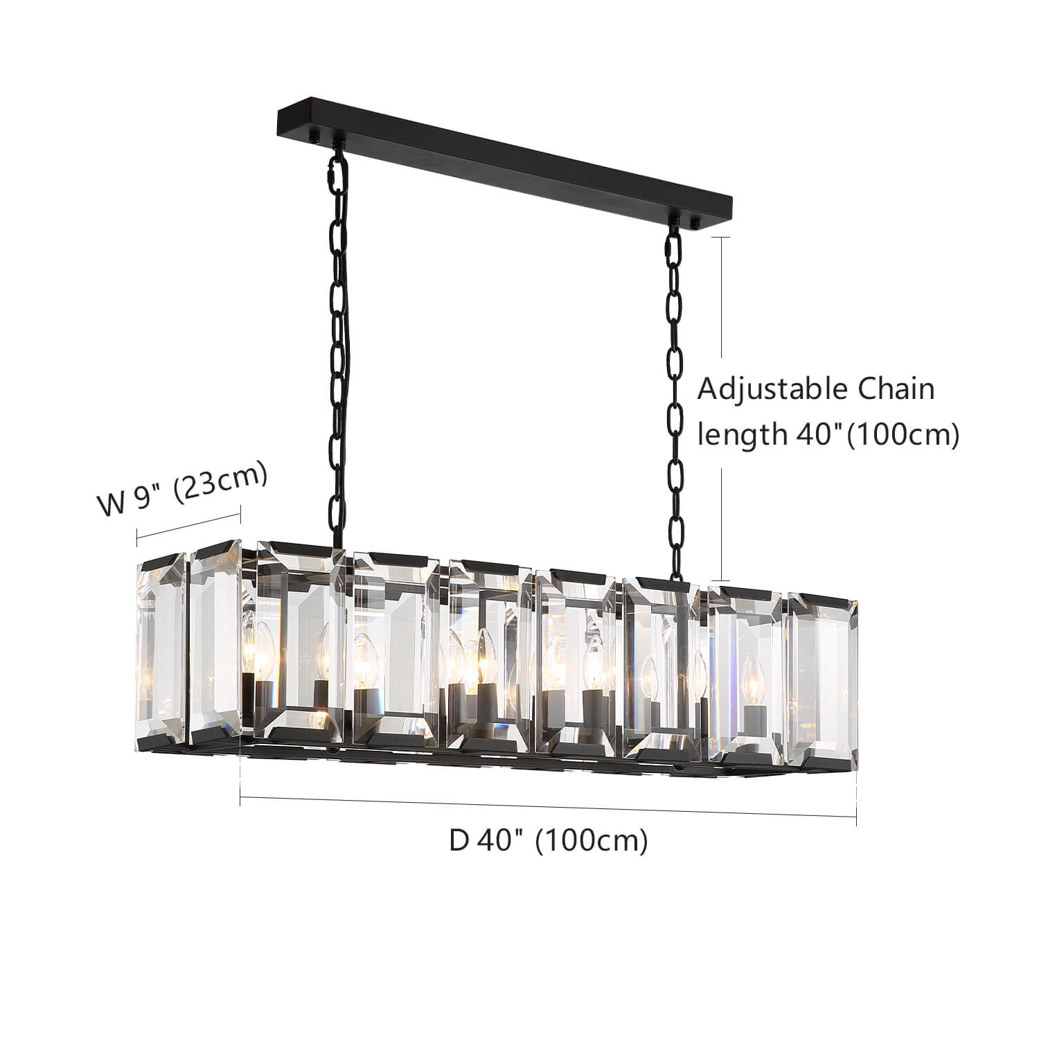 MOOONI-Rectangular-Matte-Black-Farmhouse-Wide-Crystal-Chandelier-Size-40"